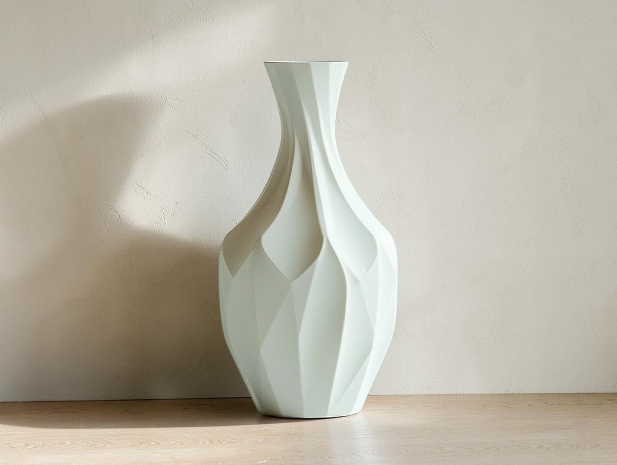 BOONT Minimalist Matte Ceramic Geometric Vase | Modern Nordic Flower Pot for Home Decor