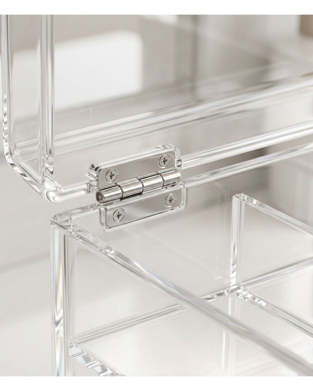 BOONT Clear Acrylic Lidded Cosmetic Box 2 Tier