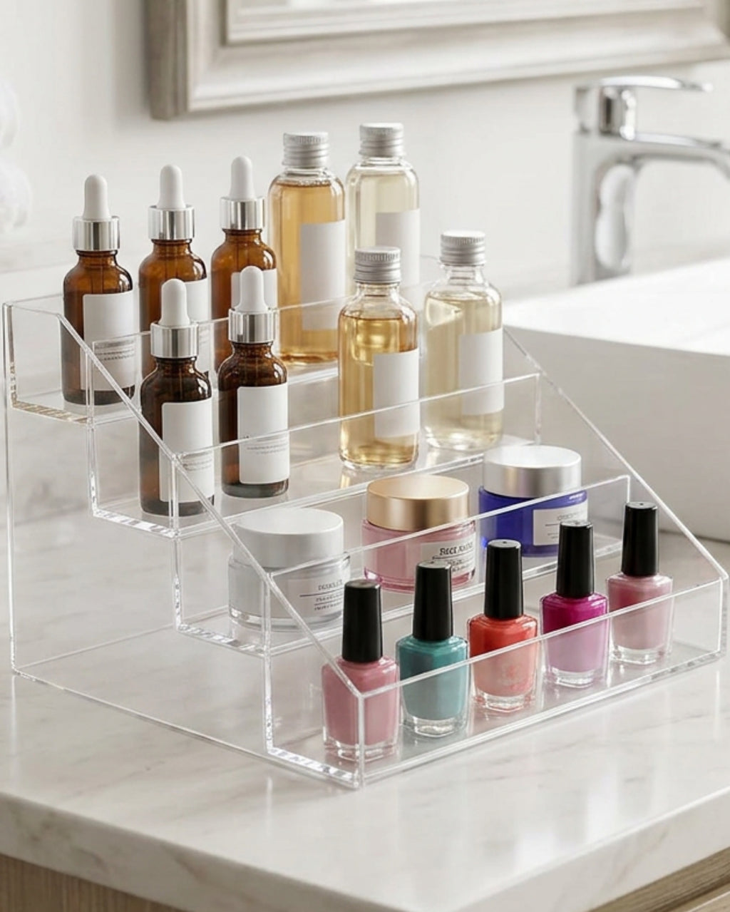 BOONT Clear Acrylic Stepped Skincare Organizer 4 Level