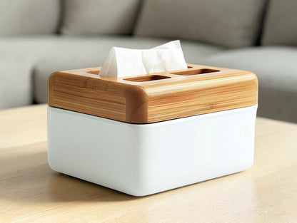 BOONT Eco-Friendly Bamboo Tissue Box Holder | Multi-Functional Desktop Storage Organizer
